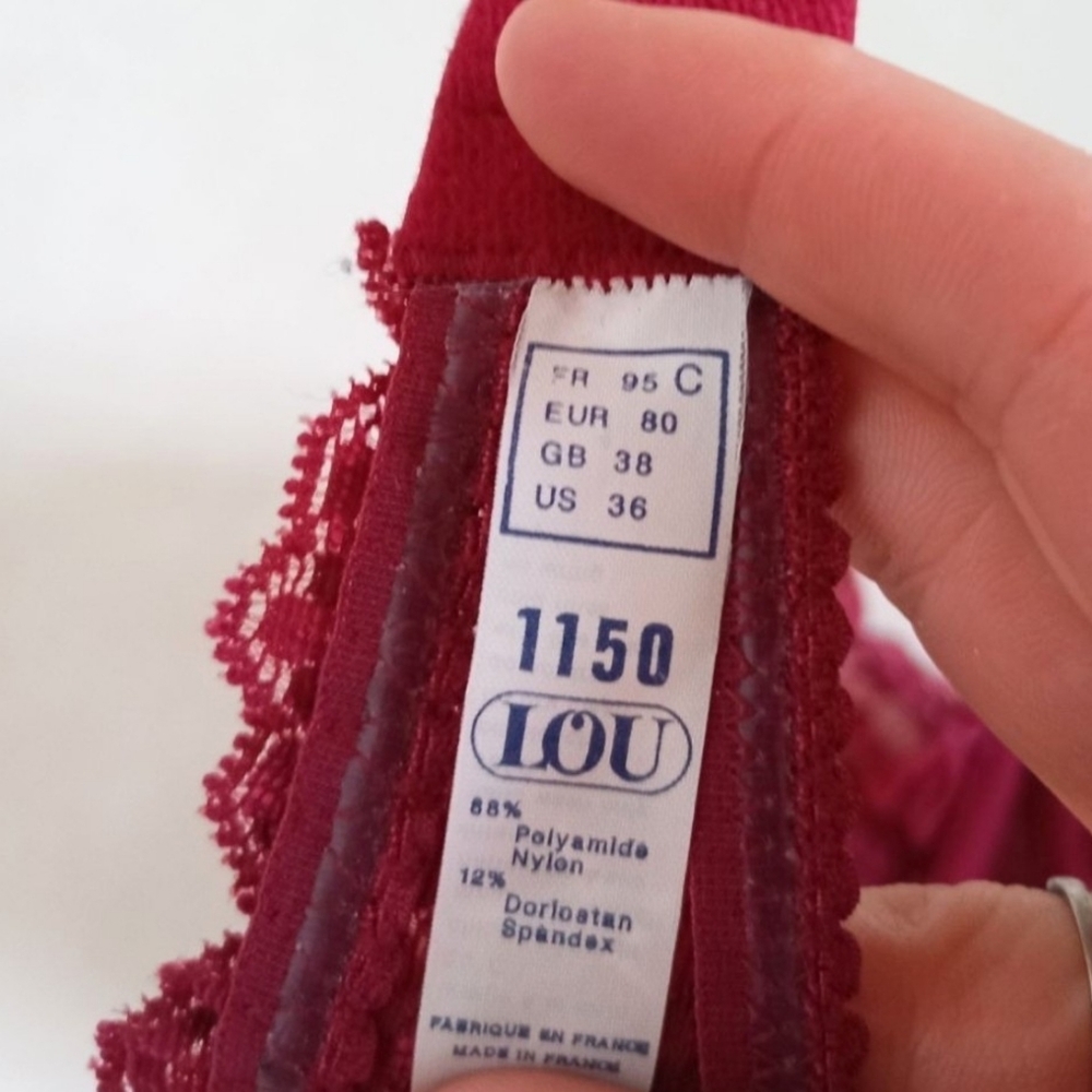 Lou Paris burgundy lace halter bra - Picture 6 of 6